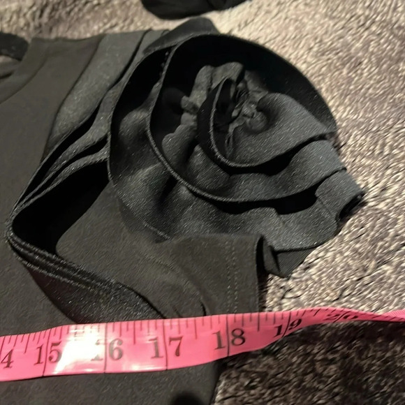 Frank Lyman Black Fluttered Ruffles Floral  sleeves cocktail Lycra dress Sz 8 - Picture 10 of 15